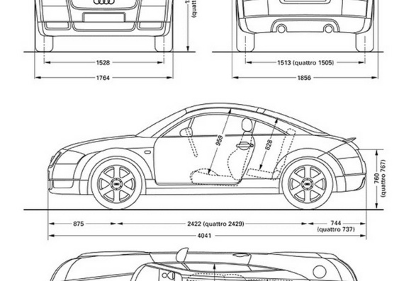 Audi TT (Ауди ТТ) - чертежи (рисунки) автомобиля
